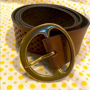 Brown Leather j crew belt size L VGUC